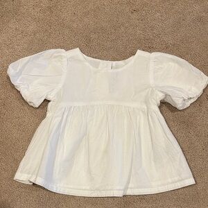 Janie and Jack White Puff-Sleeve Peplum Top
